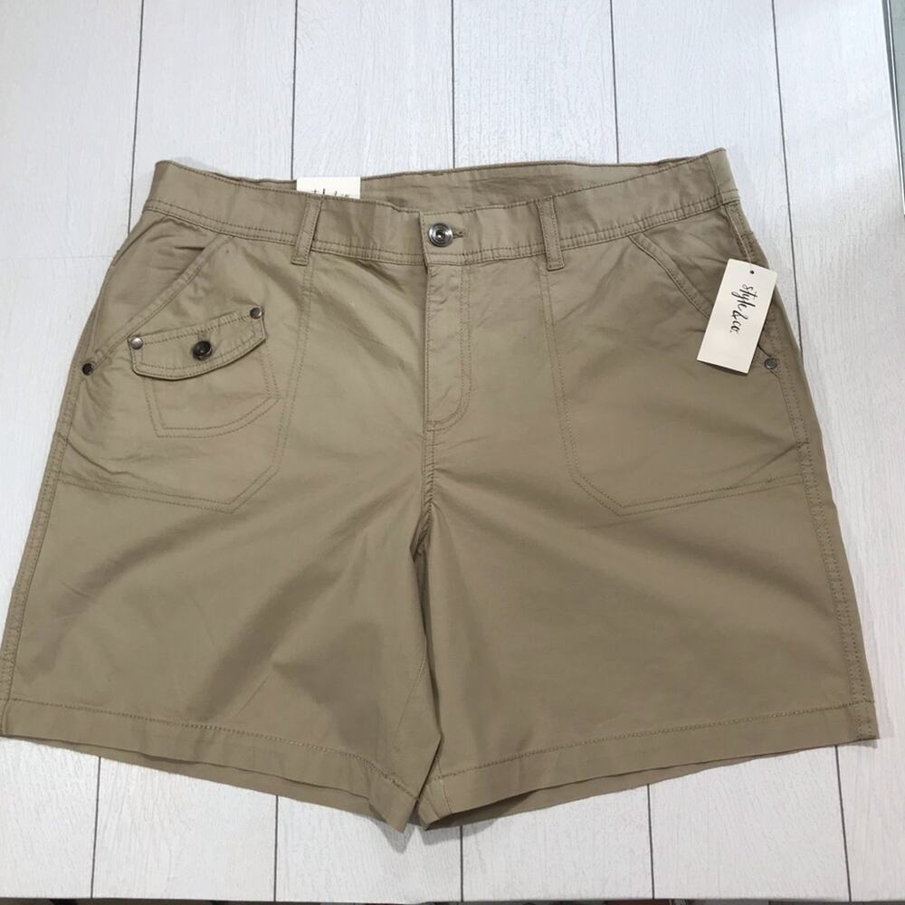 tyle & Co Tan Mid Rise Utility Shorts Size 16 NWT